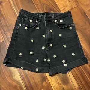 Stradivarius Black Jean Shorts Polka Dot